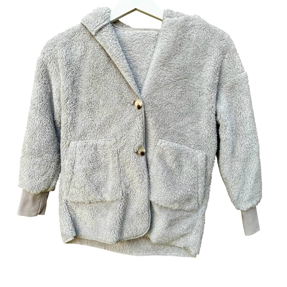 Cozy Hoodie Gray Women's Fleece Pajama Top Jacket Sz. Small